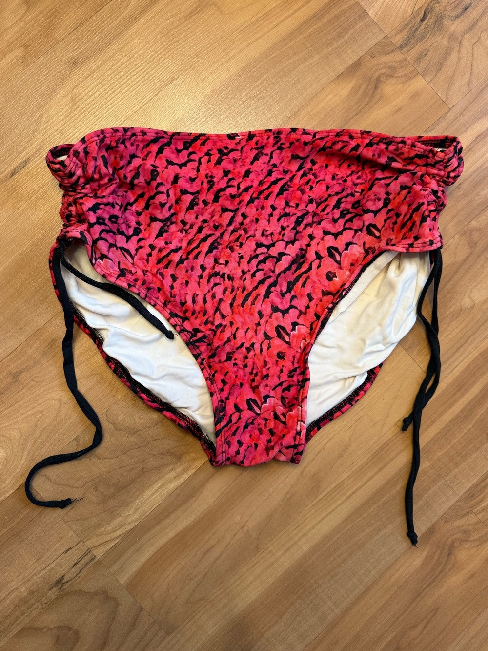 Custom-Made Full-Coverage Hot Pink Floral Print Swim Bottoms